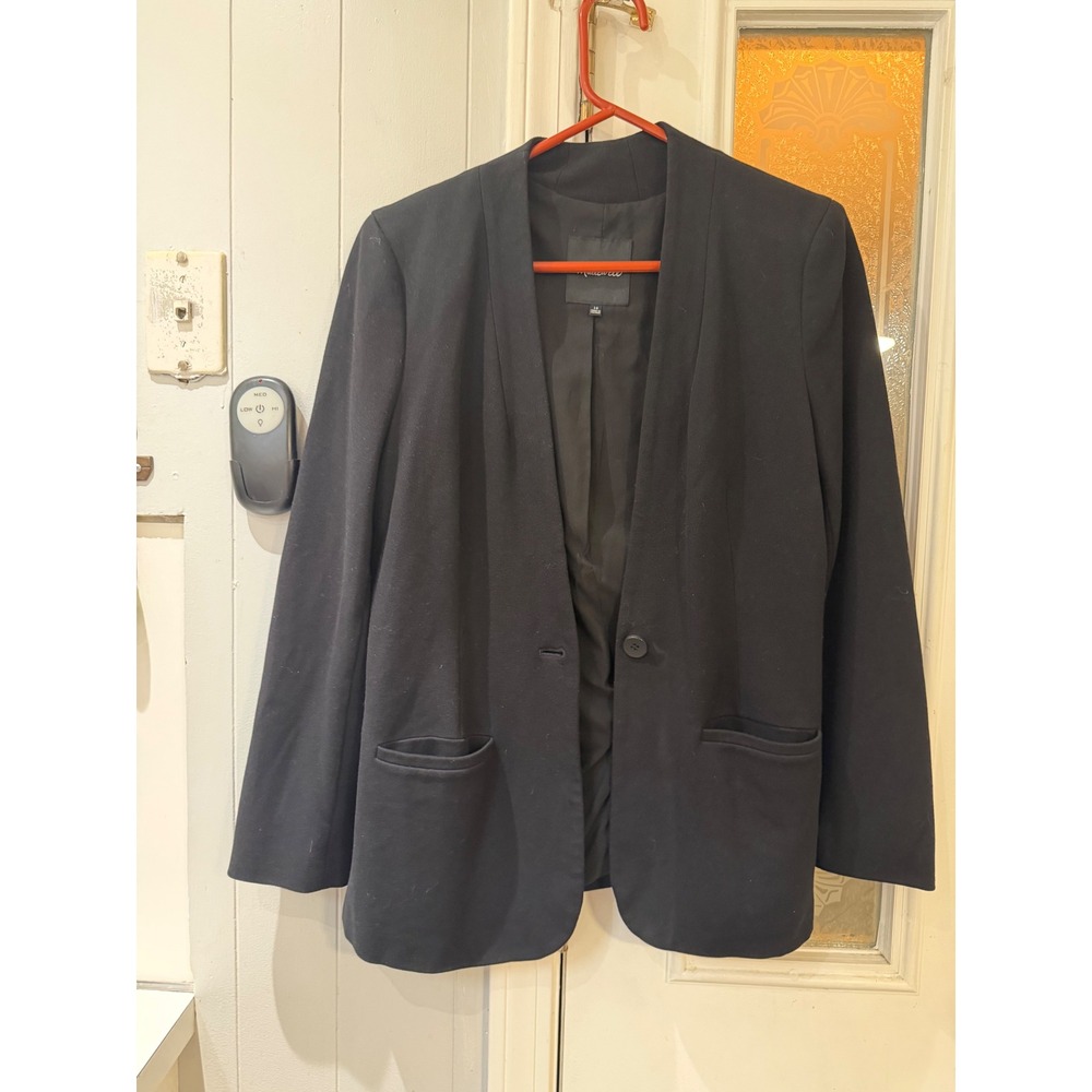 Madewell Black Collarless Single Button Blazer Jacket Size 10